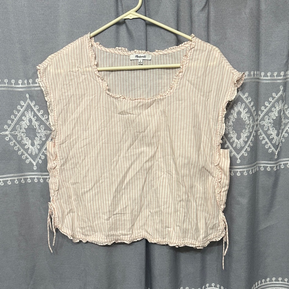 Madewell Pink Striped Crop Top M